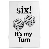 サイコロ転がの6人が私のターンの転がサイコロ ミディアムペーパーバッグ (裏面)