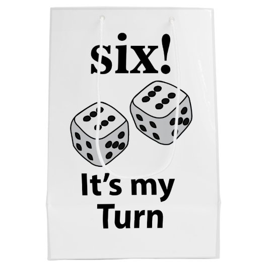 サイコロ転がの6人が私のターンの転がサイコロ ミディアムペーパーバッグ (裏面)