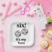 サイコロ転がの6私のターンのサイコロの転がパーティー ペーパープレート (パーティー)