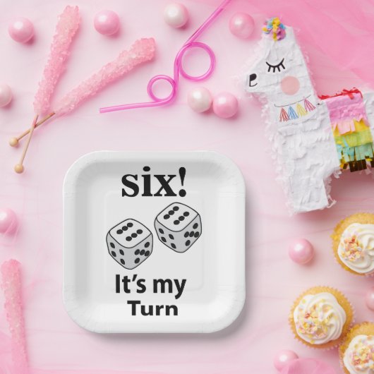 サイコロ転がの6私のターンのサイコロの転がパーティー ペーパープレート (パーティー)