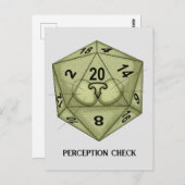サイコロ。キャット.D20。知覚チェック ポストカード (正面/裏面)