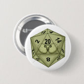 サイコロ。キャット.D20。知覚チェック 缶バッジ (正面&裏面)