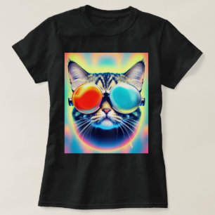 サイコ熱狂するサイケデリックナウトキティ猫ホワイト Tシャツ