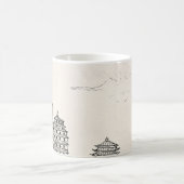 サイゴンパゴダベトナムシティスケープスケッチ コーヒーマグカップ (中央)