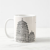サイゴンパゴダベトナムシティスケープスケッチ コーヒーマグカップ (左)