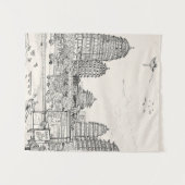 サイゴンパゴダベトナムシティスケープスケッチ タペストリー (正面(横))