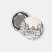 サイゴンパゴダベトナムシティスケープスケッチ マグネット (正面/裏面)