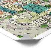 サイゴンベトナムスケッチアートヴィンテージトラベル ポスター (角)