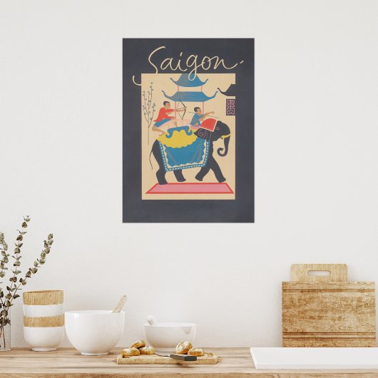 サイゴンベトナムヴィンテージ旅行ポスター ポスター (キッチン)