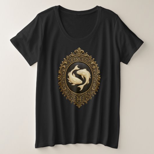 サイズお選びください 魚座 プラスサイズTシャツ (デザイン正面)