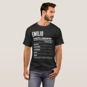 サイズのカロリーを提供するエミリオ栄養事実 Tシャツ (正面フル)