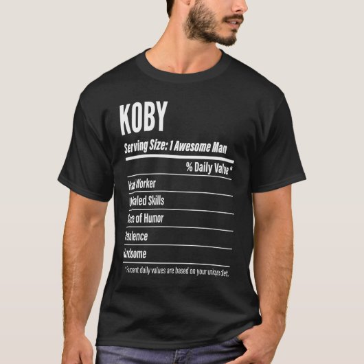 サイズのカロリーを提供するコビー栄養学的な事実 Tシャツ (正面)