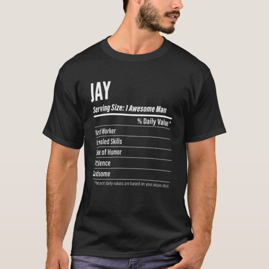 サイズのカロリーを提供するジェイ栄養学的事実 Tシャツ (正面)