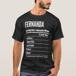 サイズのカロリーを提供するフェルナンダ栄養事実 Tシャツ
