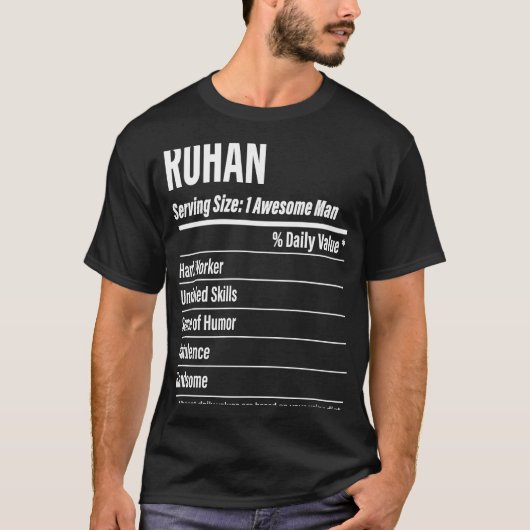 サイズのカロリーを提供するローハン栄養事実 Tシャツ (正面)
