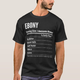 サイズのカロリーを提供する黒檀の栄養学的事実 Tシャツ