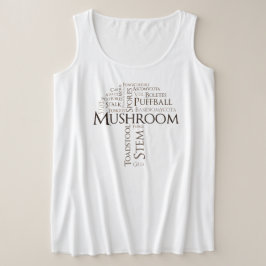 サイズのタンクトップ(ブラウンの文字)と単語のきのこ プラスサイズTシャツ