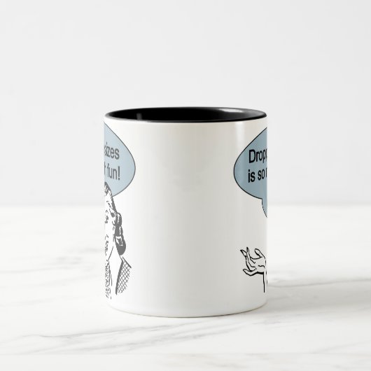 サイズのドロップは非常に多くのおもしろい ツートーンマグカップ (中央)