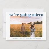 サイズを縮小したマイクロウェディングフォト クラシックブルー 案内状 (正面)