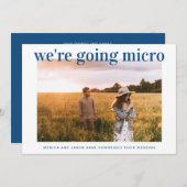 サイズを縮小したマイクロウェディングフォト クラシックブルー 案内状 (正面/裏面)