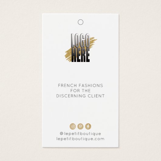 サイズモダンチャート付きロゴ衣料品価格ラベル (正面)