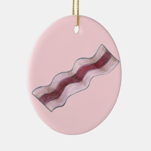 サイズリングピンクベーコンストリップブレックファーストフード セラミックオーナメント (右)