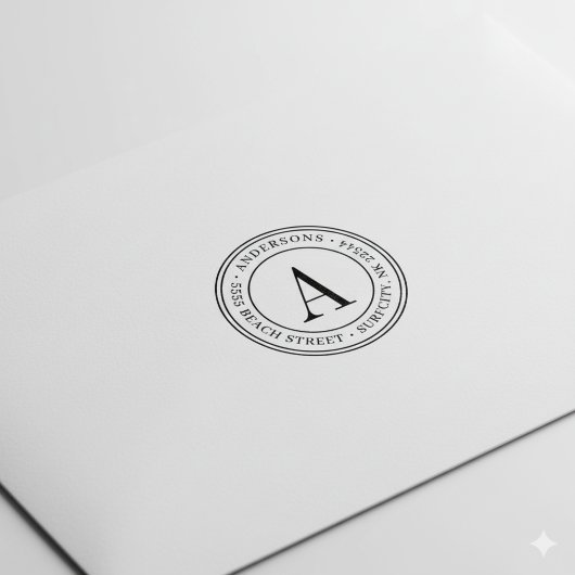 (サイズ変更エレガント)モノグラム差出人住所自己インク ラバースタンプ