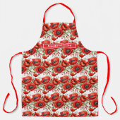 サイズ大きな赤いケシのケシフローラ エプロン (正面)