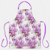 サイズ大ガーリー紫オーキッドフローラ エプロン (正面)