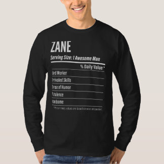サイズ栄養ラベルのカロリーを提供するZane Tシャツ
