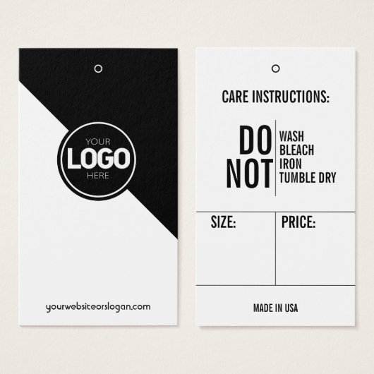 サイズ衣料価格つるラベル気に+指示 (正面&裏面)