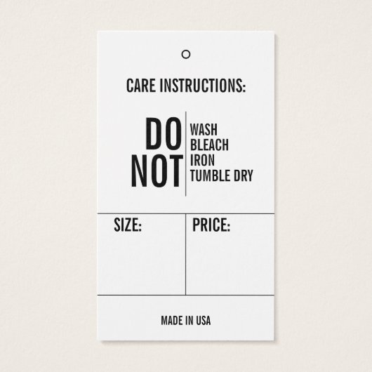 サイズ衣料価格つるラベル気に+指示 (裏面)