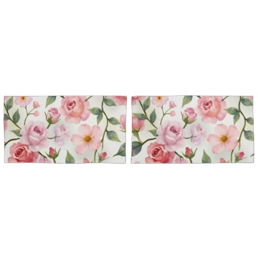 サイズ超過のフローラ（ピンク） 枕カバー (正面-セット)