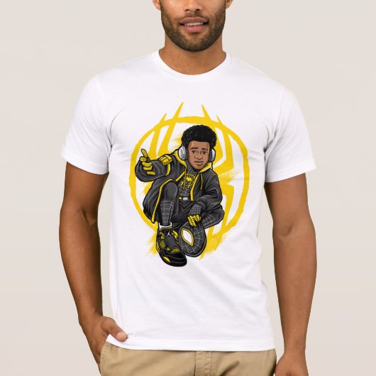 サイズ超過の黒い印刷スタイル Tシャツ (正面)