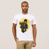 サイズ超過の黒い印刷スタイル Tシャツ (正面フル)