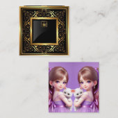 サイズ：正方形、2.5インチx 2.5インチ来お使いのBUへ スクエア名刺 (正面/裏面)