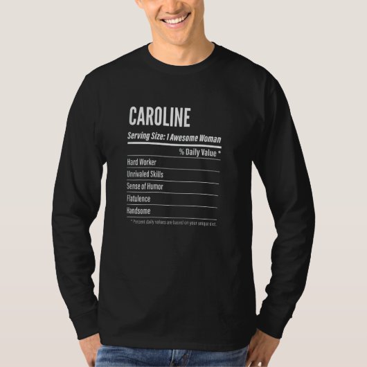 サイズCaを提供する女性カロリン栄養事実 Tシャツ (正面)