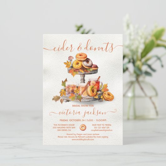サイダーとドーナツ秋の段付きトレイブライダルシャワー 招待状 (スタンド正面)
