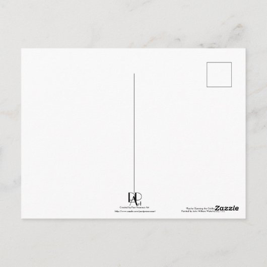 サイチェがJ Wウォーターハウスによる黄金の箱を開く ポストカード (裏面)