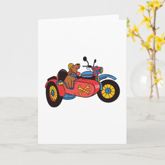サイデカーのバイク犬 カード (黄色い花)