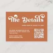 サイト ウェブ 結婚式 オレンジ色 レトロ ボヘミア 70年代 ヴィンテージ エンクロージャーカード (正面)