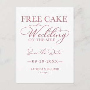 サイドにケーキと結婚式 フリー セーブデート ポストカード