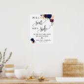 サイドのネイビー結婚サインではなく座席を選ぶ ポスター (キッチン)