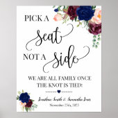サイドのネイビー結婚サインではなく座席を選ぶ ポスター (正面)
