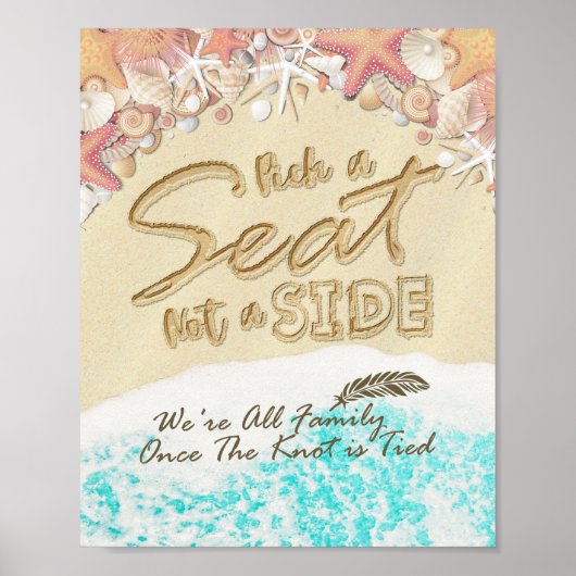 サイドの海のビーチのヒトデではなく結婚シートを選ぶ ポスター (正面)