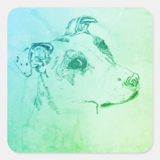 サイドアイ、レトロなスタイルスクエアパピードッグステッカー スクエアシール