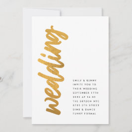 サイドウェイズブラックゴールドモダンフォイルシンプル結婚ズ 招待状