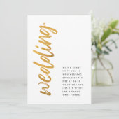 サイドウェイズブラックゴールドモダンフォイルシンプル結婚ズ 招待状 (スタンド正面)