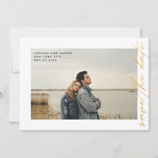 サイドウェイQRコード単エレガント金ゴールド写縁ど真 セーブザデート (正面)