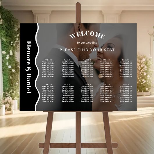 サイドウェーブ白黒写真結婚の座席表 ポスター